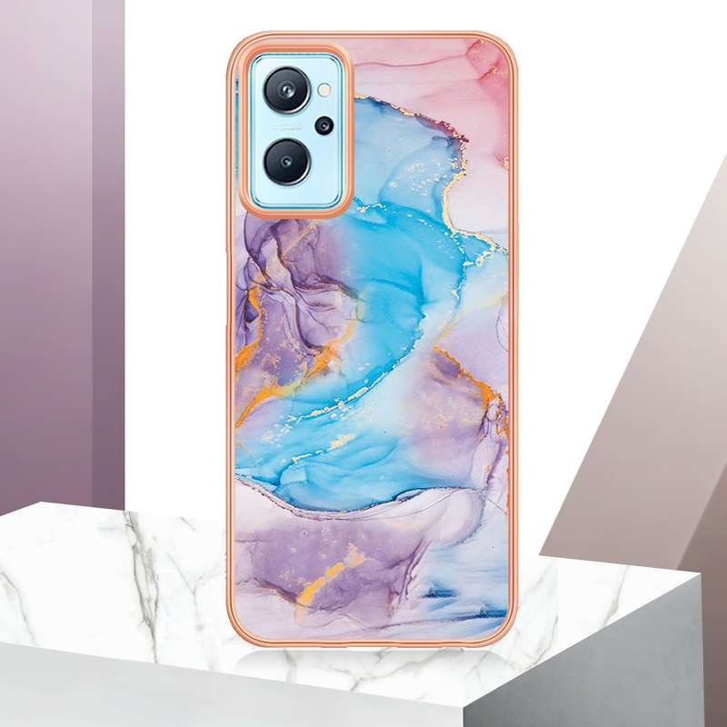 For OPPO Realme 9i / A36/A96 4G Electroplating IMD TPU Phone Case(Blue Marble)