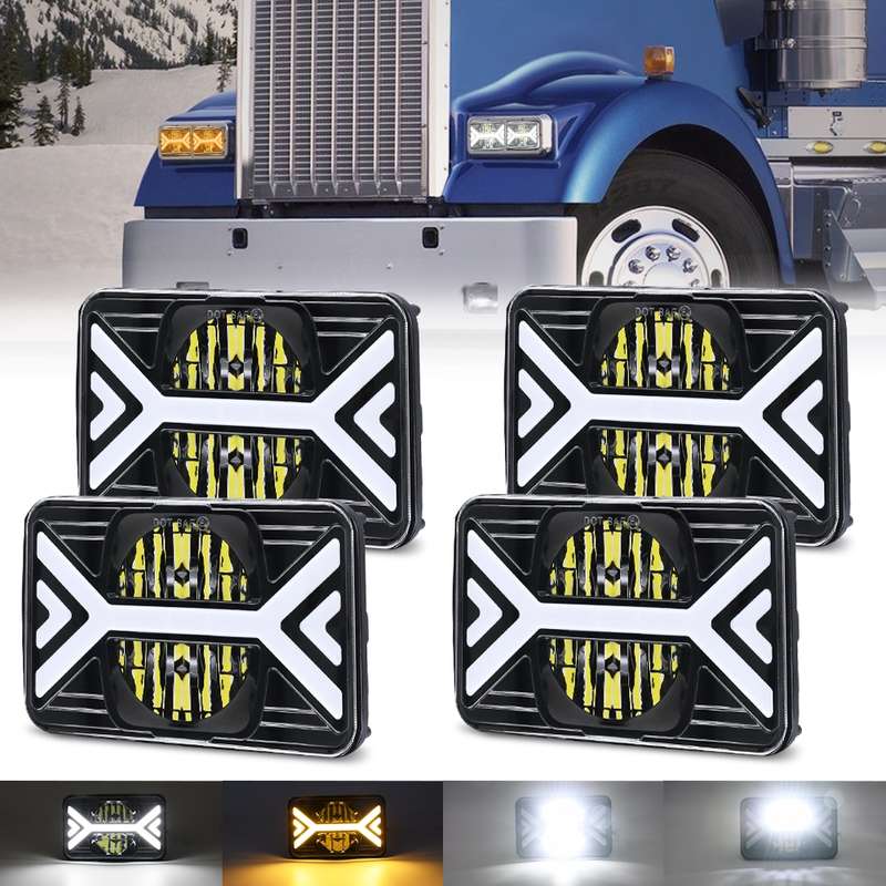 5 inch Square Truck Two-color Headlights 9-30V 36W / 22W 4000LM 6000K / 3000K