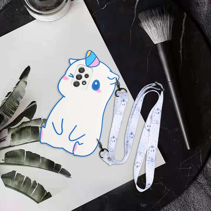 For Samsung Galaxy A33 5G Crossbody Cartoon Silicone Phone Case(Unicorn)