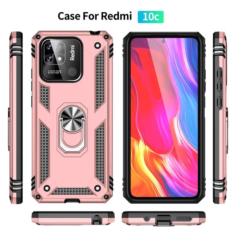 For Xiaomi Redmi 10C Shockproof TPU + PC Phone Case with 360 Degree Rotating Holder(Green)