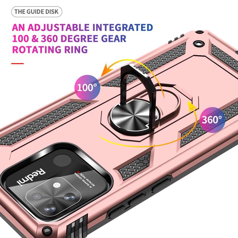 For Xiaomi Redmi 10C Shockproof TPU + PC Phone Case with 360 Degree Rotating Holder(Green)