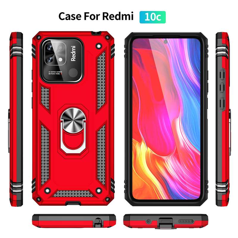 For Xiaomi Redmi 10C Shockproof TPU + PC Phone Case with 360 Degree Rotating Holder(Green)