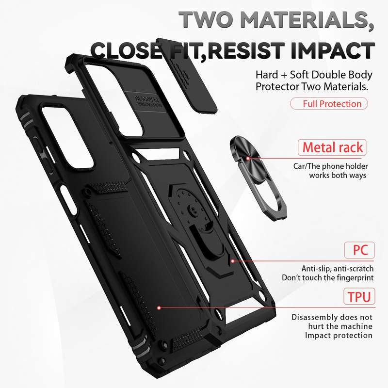 For Samsung Galaxy A23 Sliding Camshield Holder Phone Case(Black)