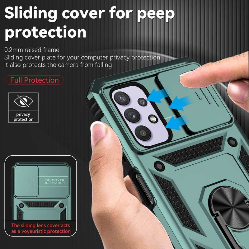 For Samsung Galaxy A23 5G Sliding Camshield Holder Phone Case(Black)