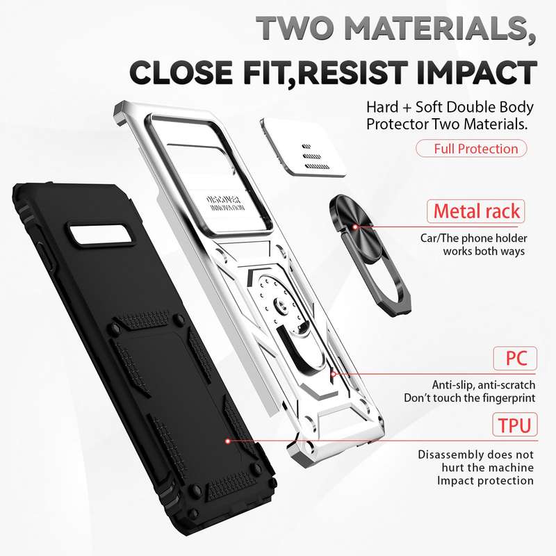For Samsung Galaxy S10+ Sliding Camshield Holder Phone Case(Dark Green)