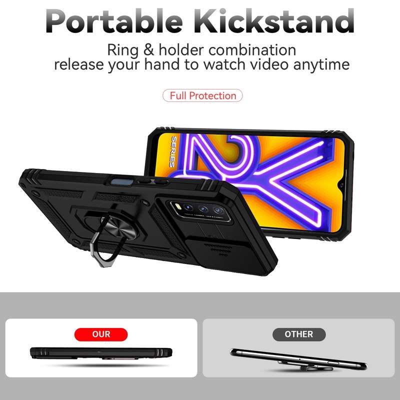 For OPPO A16 Sliding Camshield Holder Phone Case(Black)