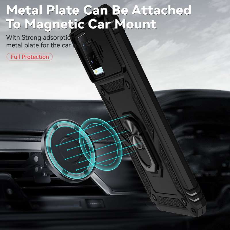 For vivo Y21 Sliding Camshield Holder Phone Case(Red)