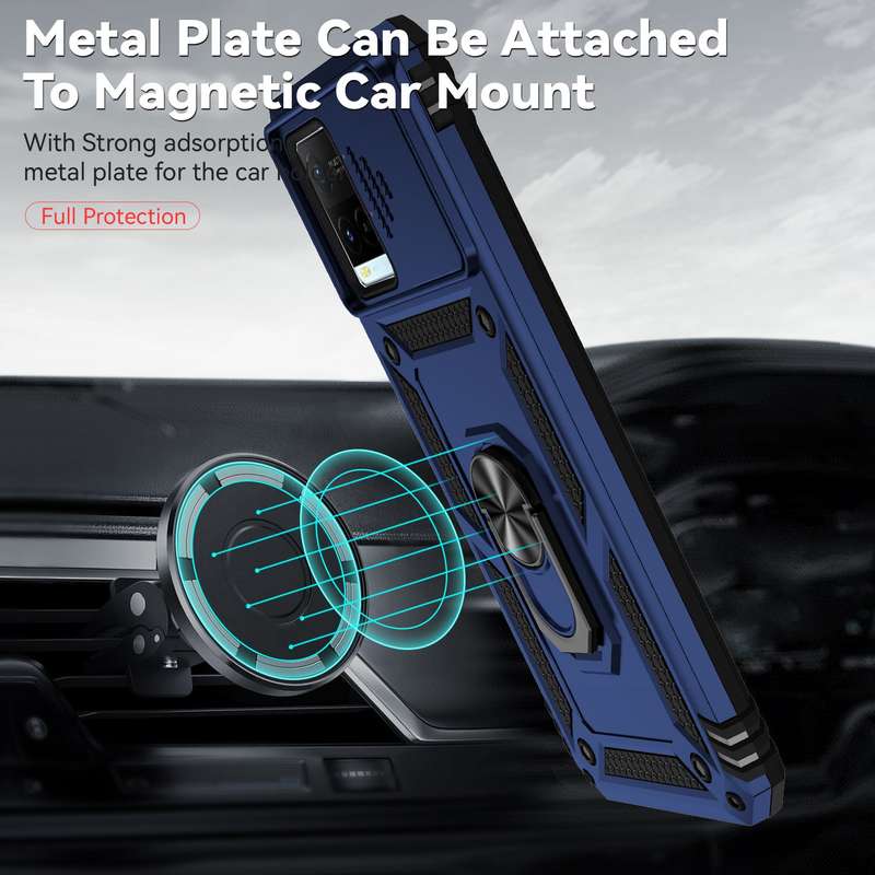 For vivo Y21 Sliding Camshield Holder Phone Case(Red)