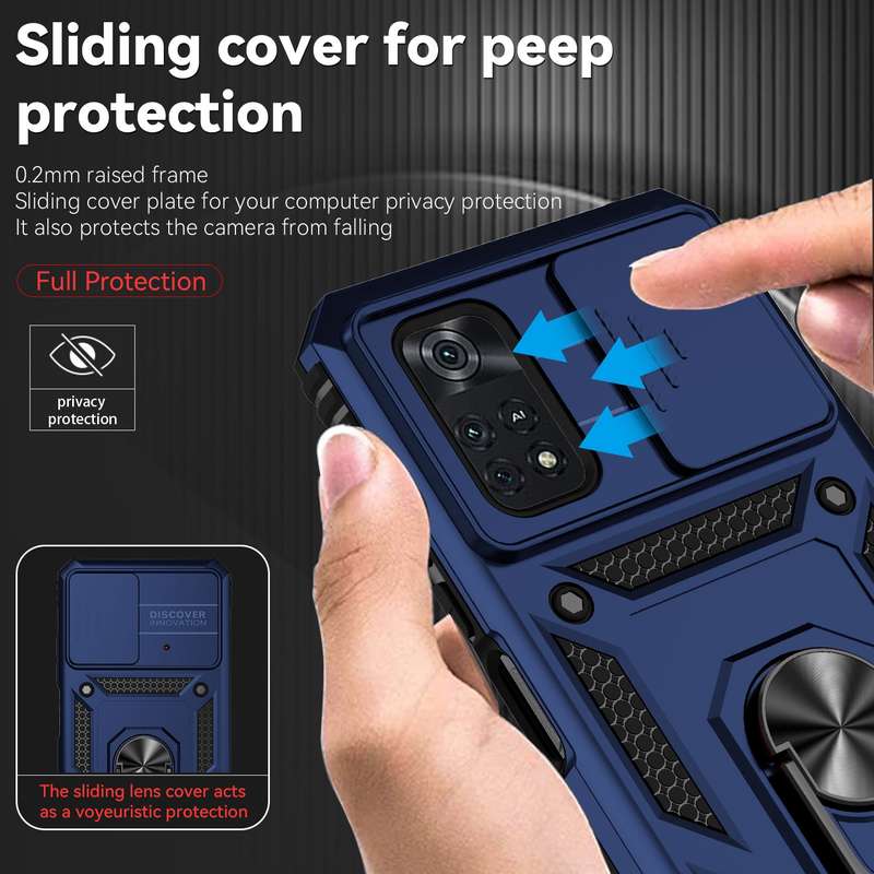 For Xiaomi Poco M4 Pro Sliding Camshield Holder Phone Case(Black)