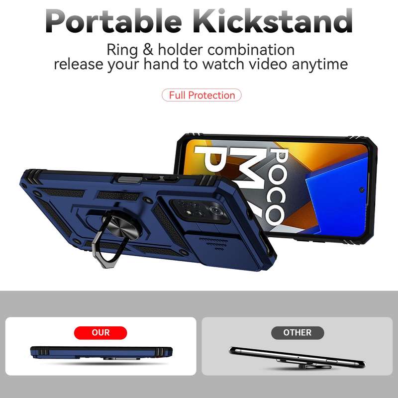 For Xiaomi Poco M4 Pro Sliding Camshield Holder Phone Case(Black)