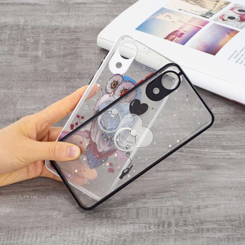 For Samsung Galaxy A03 Core Starry Sky Epoxy TPU Phone Case with Ring Holder(Owl)