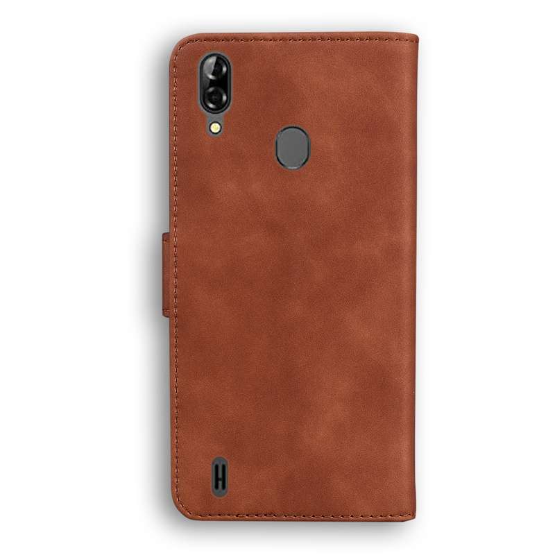 For Blackview A60 Pro Skin Feel Pure Color Flip Leather Phone Case(Brown)