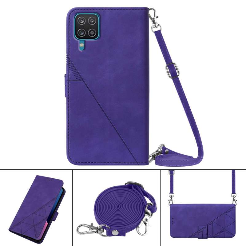 For Samsung Galaxy A32 4G EU Version Crossbody 3D Embossed Flip Leather Phone Case(Blue)