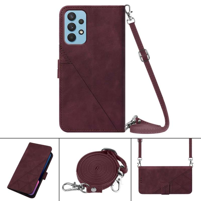 For Samsung Galaxy A32 4G EU Version Crossbody 3D Embossed Flip Leather Phone Case(Blue)