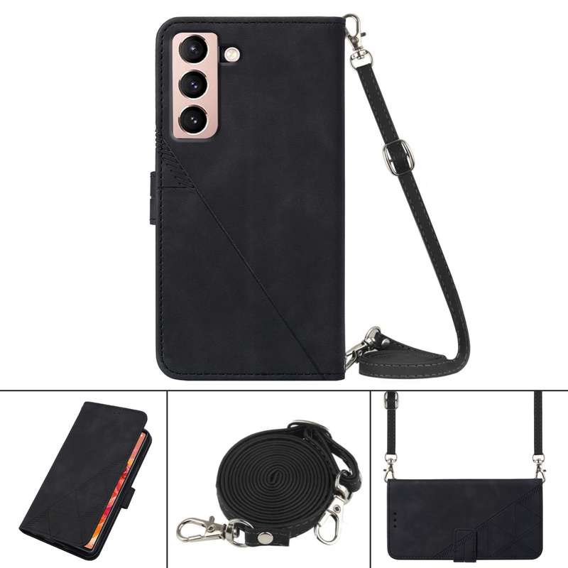 For Samsung Galaxy S21 5G Crossbody 3D Embossed Flip Leather Phone Case(Brown)