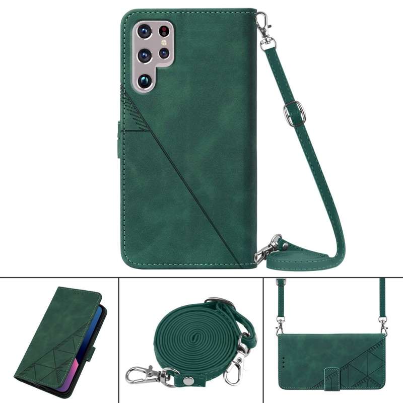 For Samsung Galaxy S21 Ultra 5G Crossbody 3D Embossed Flip Leather Phone Case(Black)