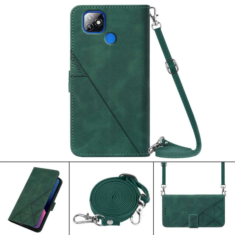 For Itel P36 Crossbody 3D Embossed Flip Leather Phone Case(Brown)