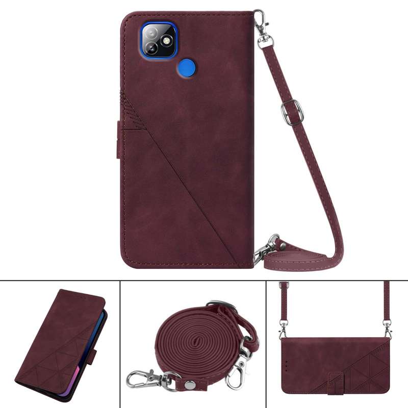 For Itel P36 Crossbody 3D Embossed Flip Leather Phone Case(Brown)