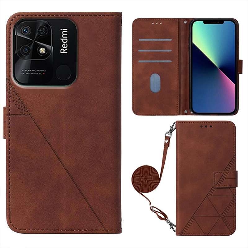 For Xiaomi Redmi 10C 4G Foreign/10 Indian Crossbody 3D Embossed Flip Leather Phone Case(Purple)