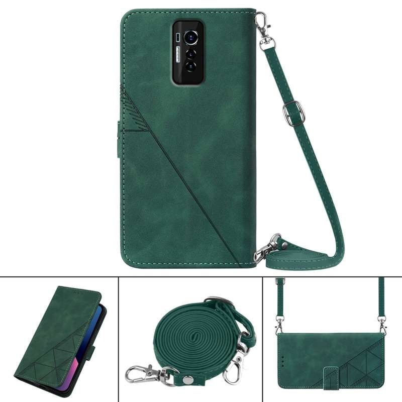 For Tecno Phantom X Crossbody 3D Embossed Flip Leather Phone Case(Dark Green)