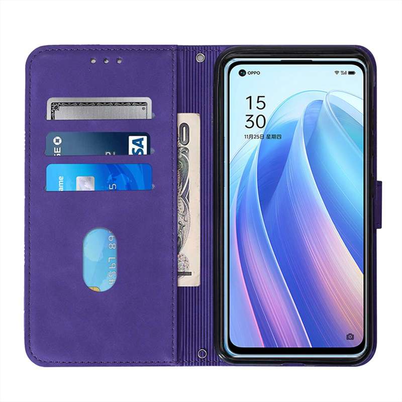 For OPPO Reno7 5G / Find X5 Lite Crossbody 3D Embossed Flip Leather Phone Case(Purple)
