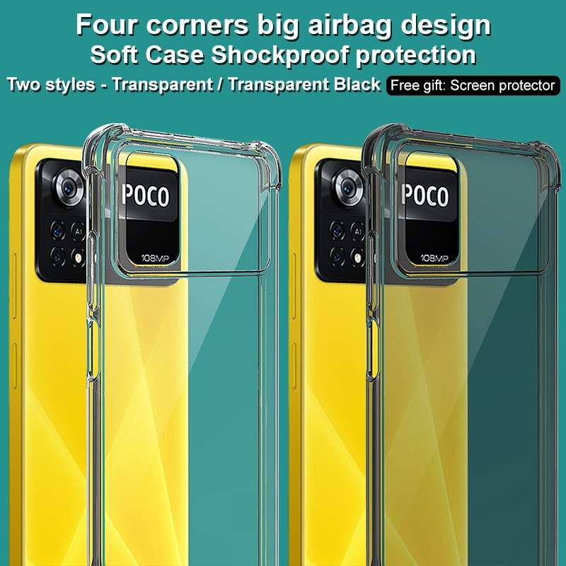 For Xiaomi Poco X4 Pro 5G Global imak TPU Phone Case with Screen Protector(Transparent Black)
