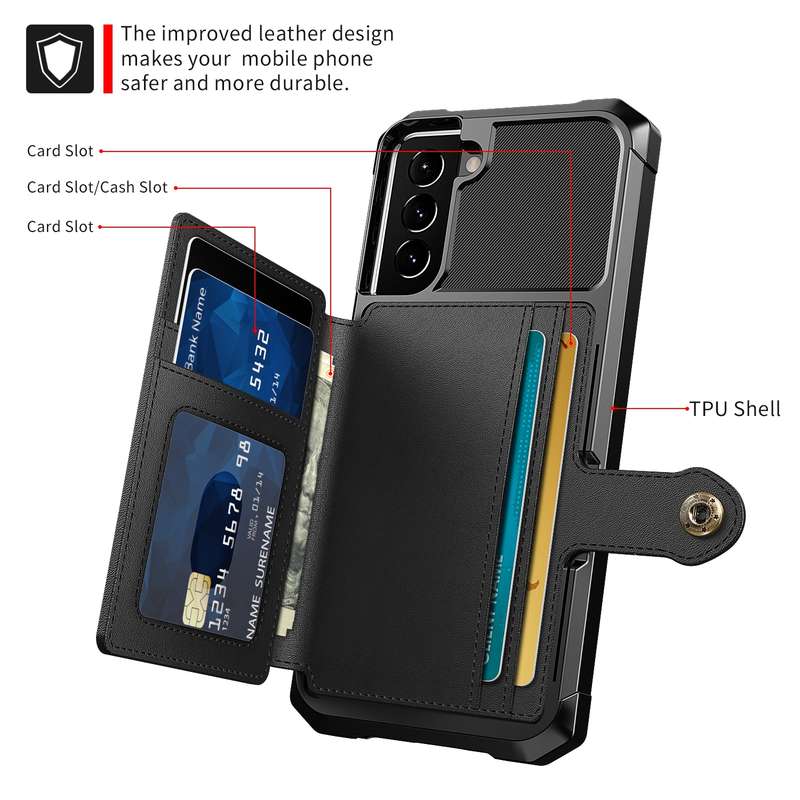 For Samsung Galaxy S21 5G Magnetic Wallet Card Bag Leather Phone Case(Black)