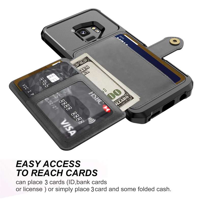 For Samsung Galaxy S9 Magnetic Wallet Card Bag Leather Phone Case(Cyan)