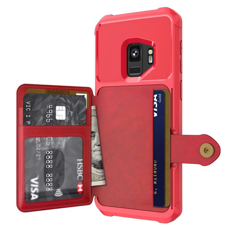 For Samsung Galaxy S9 Magnetic Wallet Card Bag Leather Phone Case(Cyan)