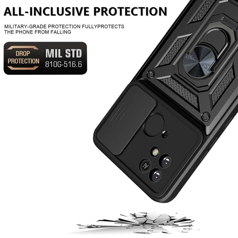 For Xiaomi Redmi 10C 4G Sliding Camera Cover Design TPU+PC Phone Case(Black)