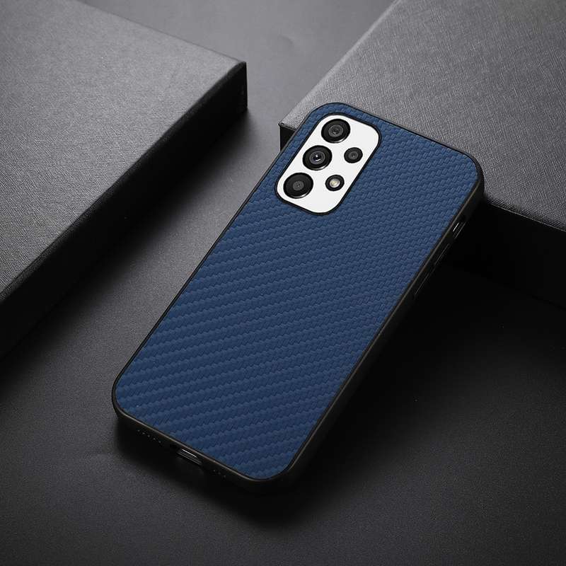 For Samsung Galaxy A73 5G Accurate Hole Carbon Fiber Texture PU Phone Case(Brown)