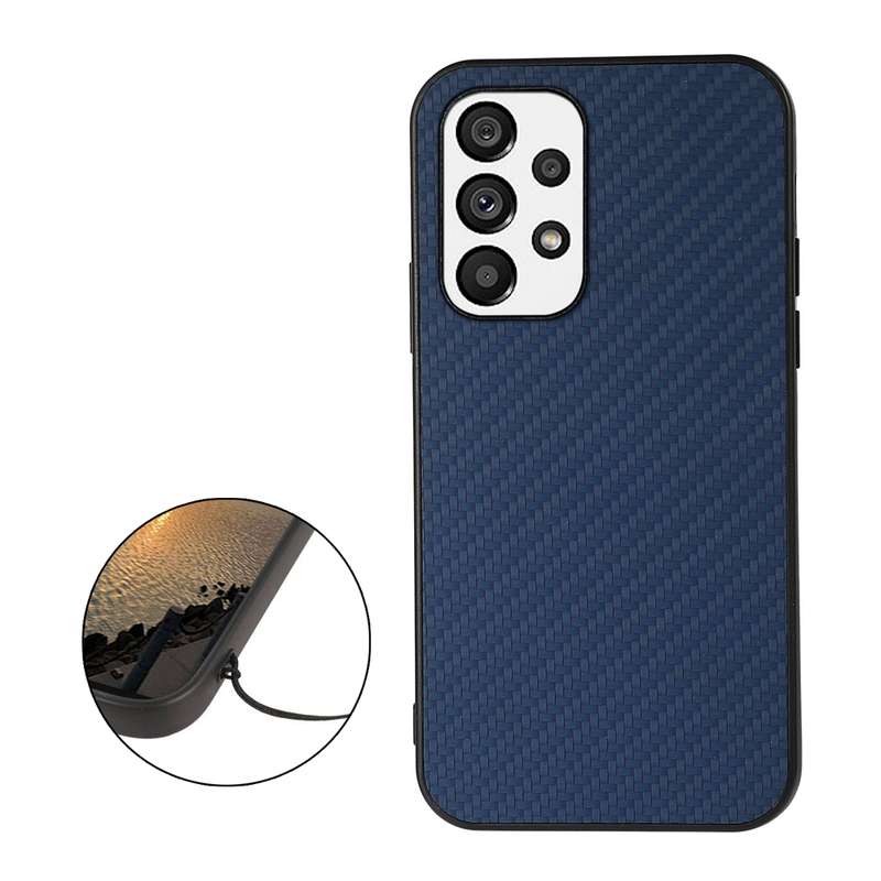 For Samsung Galaxy A73 5G Accurate Hole Carbon Fiber Texture PU Phone Case(Brown)