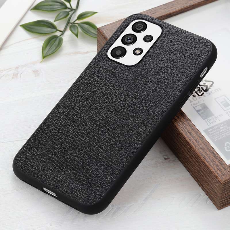 For Samsung Galaxy A73 5G Accurate Hole Litchi Texture Genuine Leather Phone Case(Green)