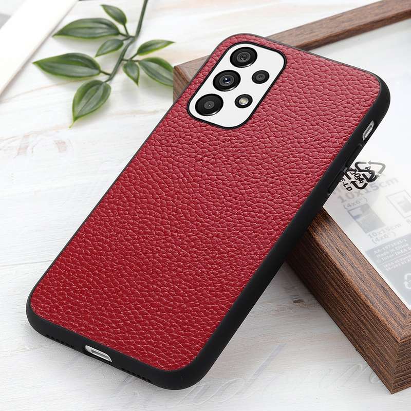 For Samsung Galaxy A73 5G Accurate Hole Litchi Texture Genuine Leather Phone Case(Green)
