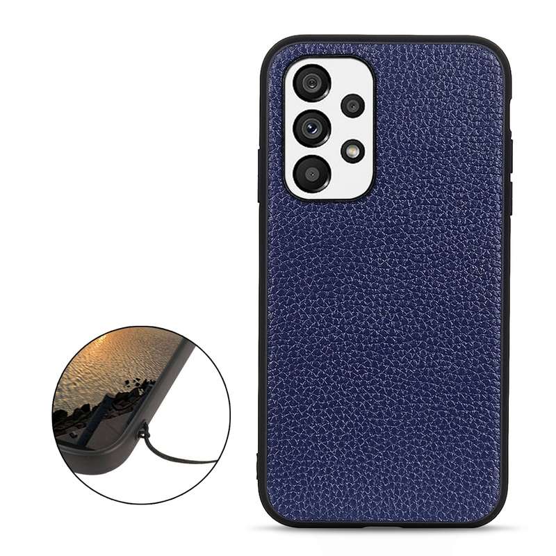 For Samsung Galaxy A73 5G Accurate Hole Litchi Texture Genuine Leather Phone Case(Green)