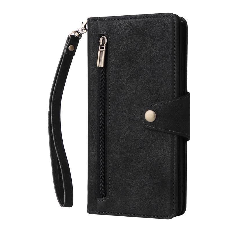 For Samsung Galaxy A51 Rivet Buckle 9 Cards Three Fold Leather Phone Case(Black)