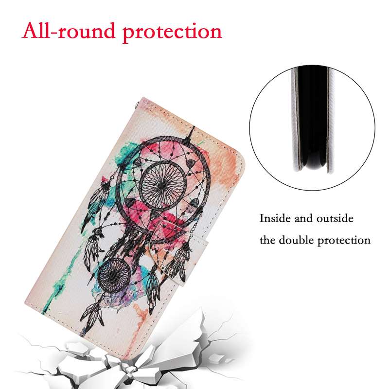 For Samsung Galaxy S22 5G Coloured Drawing Pattern Leather Phone Case(Rose Wolf)
