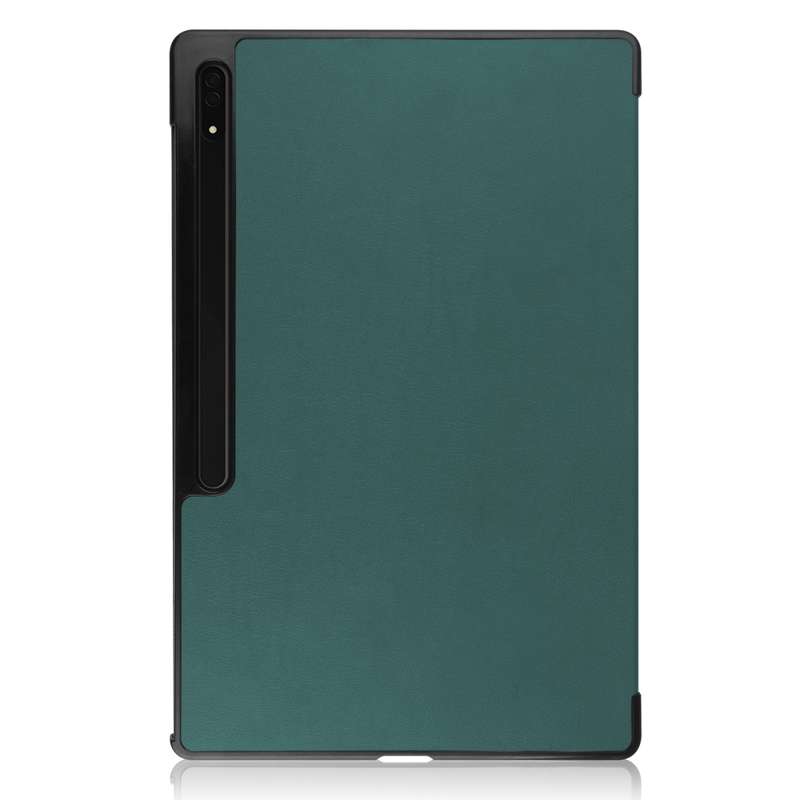 For Samsung Galaxy Tab S8 Ultra Three-folding Holder Custer Texture Leather Tablet Case(Black)