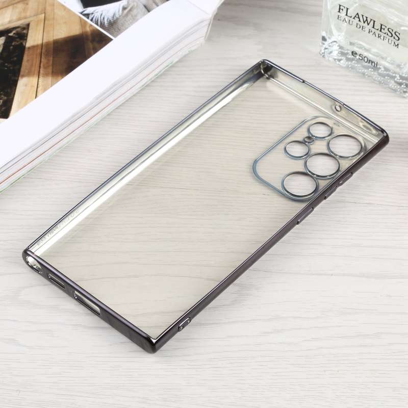For Samsung Galaxy Tab S8 Ultra Three-folding Holder Custer Texture Leather Tablet Case(Black)