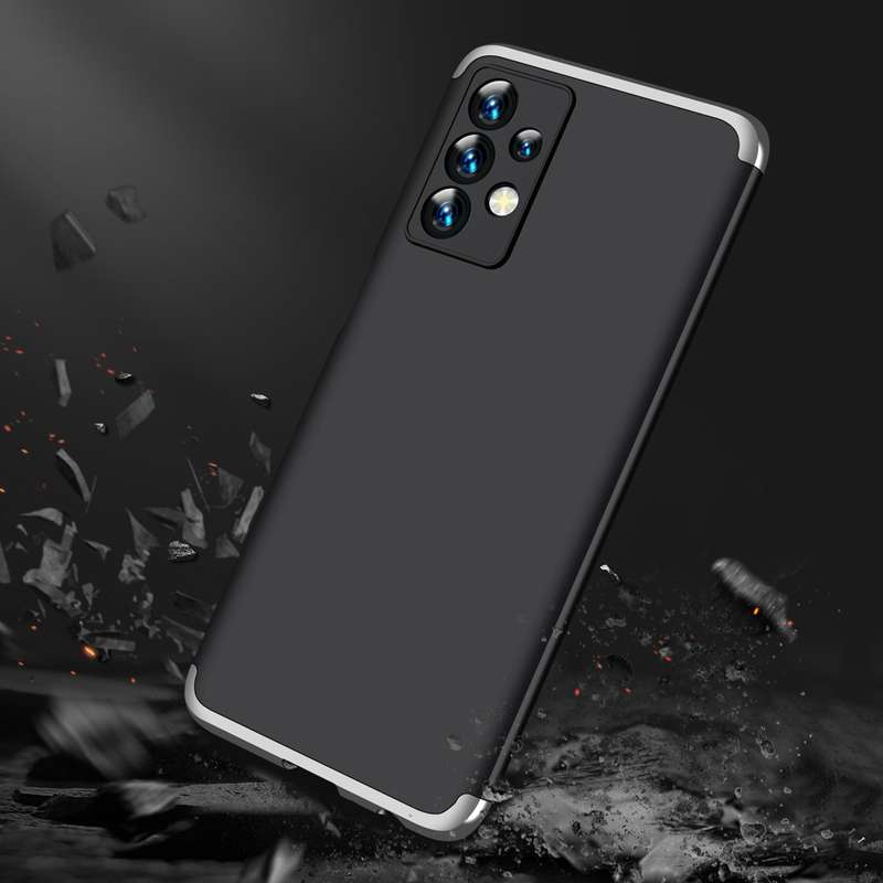 For Samsung Galaxy A13 4G GKK Three Stage Splicing Full Coverage PC Phone Case(Black Silver)