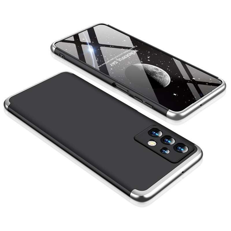 For Samsung Galaxy A23 GKK Three Stage Splicing Full Coverage PC Phone Case(Black Silver)