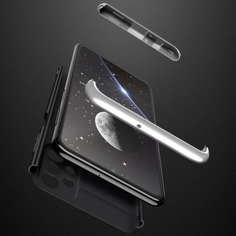 For Samsung Galaxy A13 4G GKK Three Stage Splicing Full Coverage PC Phone Case(Black Silver)