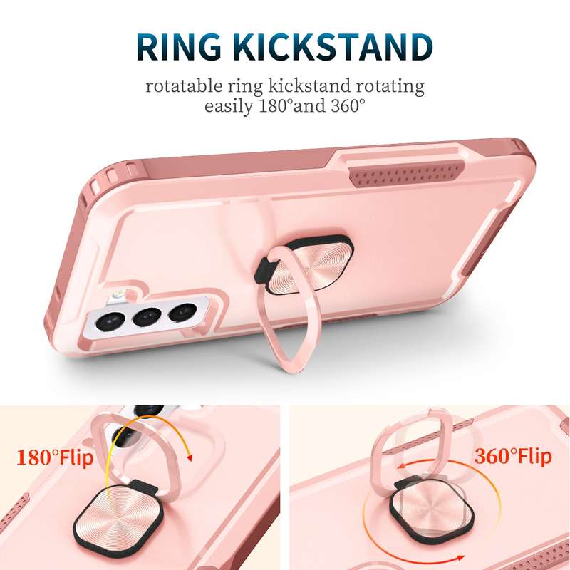 For Samsung Galaxy A73 5G 3 in 1 Ring Holder PC + TPU Phone Case(Orange)
