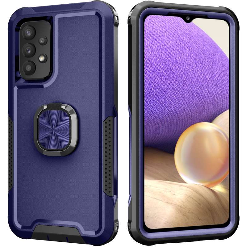 For Samsung Galaxy A73 5G 3 in 1 Ring Holder PC + TPU Phone Case(Orange)