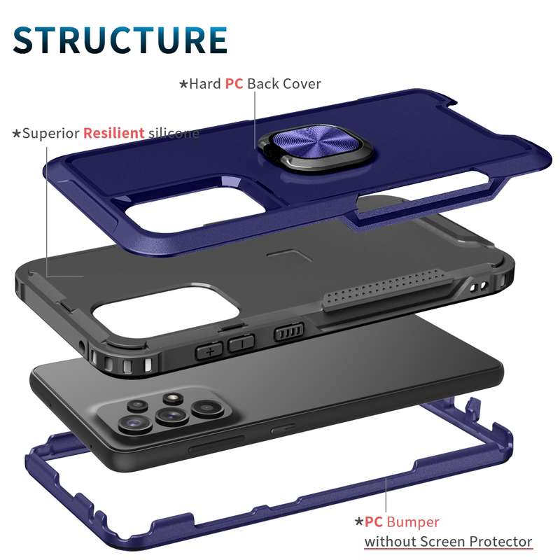 For Samsung Galaxy A73 5G 3 in 1 Ring Holder PC + TPU Phone Case(Orange)