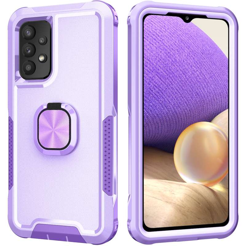 For Samsung Galaxy A73 5G 3 in 1 Ring Holder PC + TPU Phone Case(Orange)