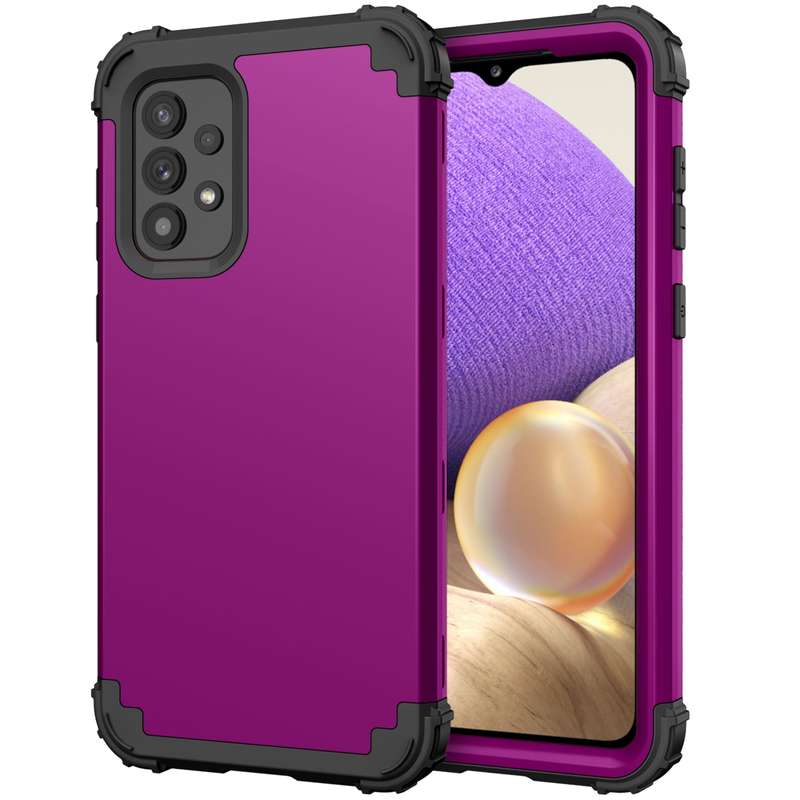 For Samsung Galaxy A73 5G PC + Silicone Phone Case(Dark Purple+Black)