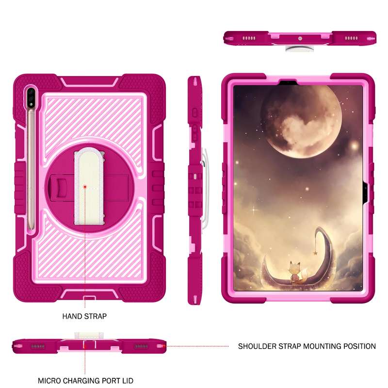 For Samsung Galaxy Tab A7 Lite 360 Degree Rotation Contrast Color Silicone + PC Tablet Case(Black)