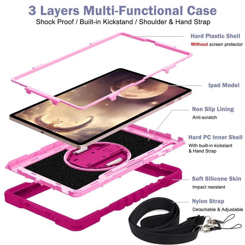 For Samsung Galaxy Tab A7 Lite 360 Degree Rotation Contrast Color Silicone + PC Tablet Case(Black)