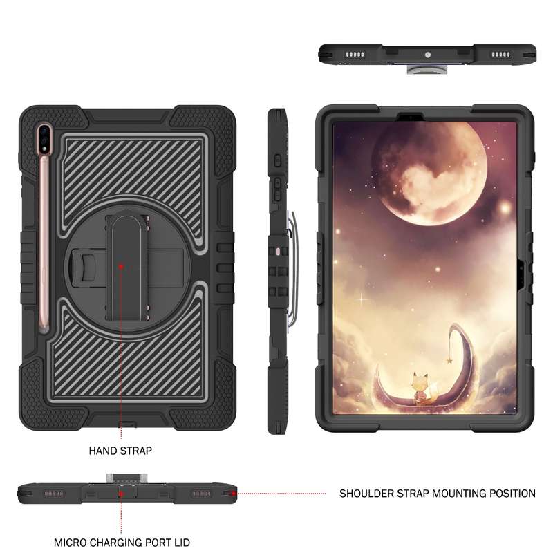 For Samsung Galaxy Tab A7 Lite 360 Degree Rotation Contrast Color Silicone + PC Tablet Case(Black)